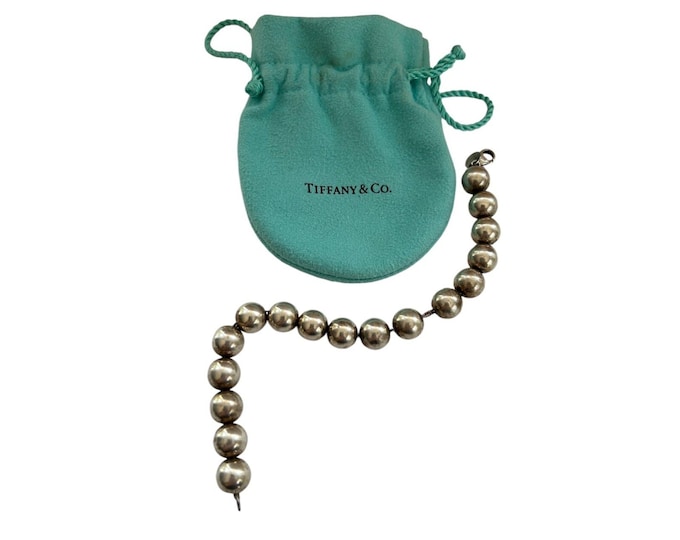 Tiffany & Co. Signed 925 Sterling Silver 10mm Hardwear Bead Ball 7" Bracelet