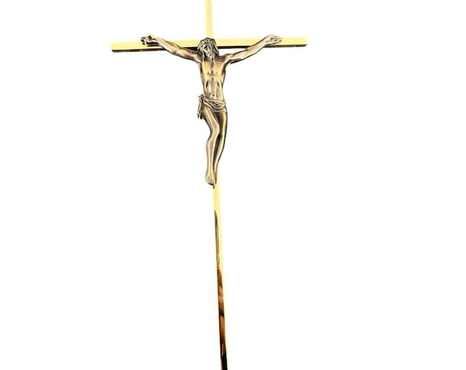 Vintage INRI Brass  Hanging Crucifix/Jesus on the Cross 10''