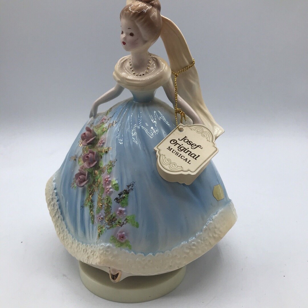JOSEF ORIGINALS Turning Figurine Music Box Blue Danube With Etsy