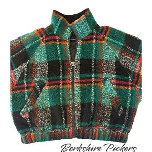 Urban Outfitters Jacket Womens Green Plaid Fleece Mock Neck Full Zip Medium zdjęcie 1