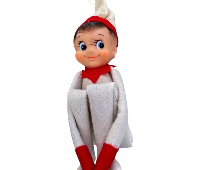 Vintage Christmas Knee Hugger Japan Pixie Elf Christmas Ornament MCM