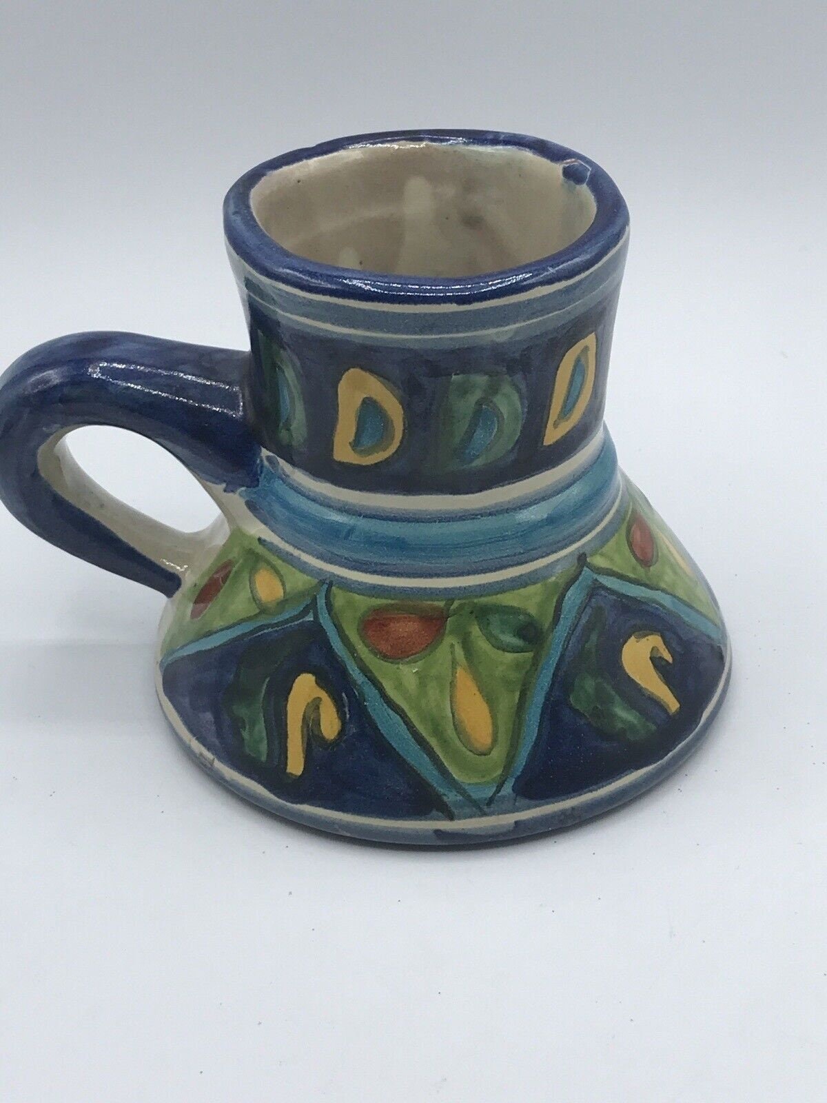 Vintage Georgia Ceramic No-spill Mug Cream Crackle Glaze 