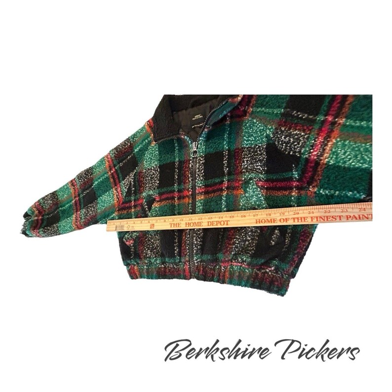 Urban Outfitters Jacket Womens Green Plaid Fleece Mock Neck Full Zip Medium zdjęcie 10