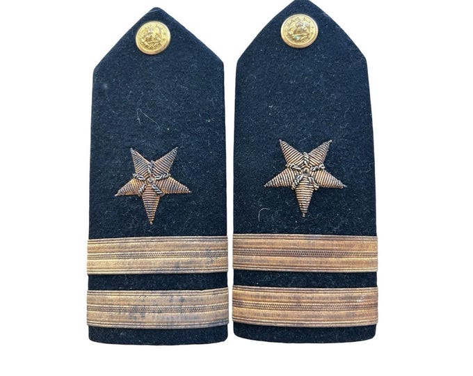 WWII US Army Captain Bullion Shoulder Boards Hilborn Hamburger Matched Pair