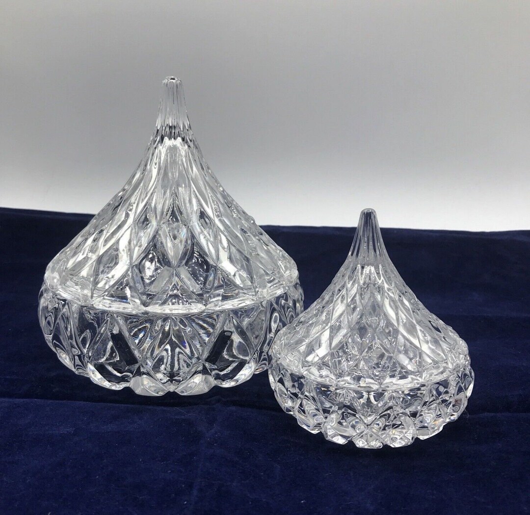 1997 Godinger Candy Dish Crystal Hershey's Kiss Set of 2 Etsy