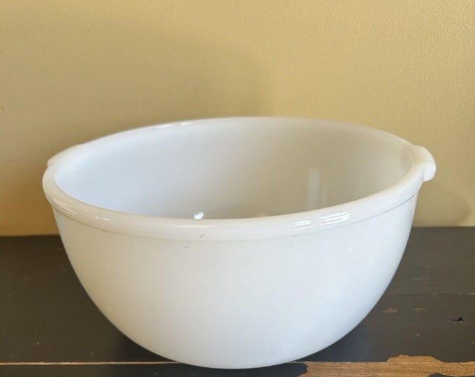 Vintage Glasbake Made for Sunbeam Large White Milk Glass Mixer Mixing Bowl