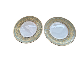 Royal Worcester 1966 Balmoral Green Tea Plates x2