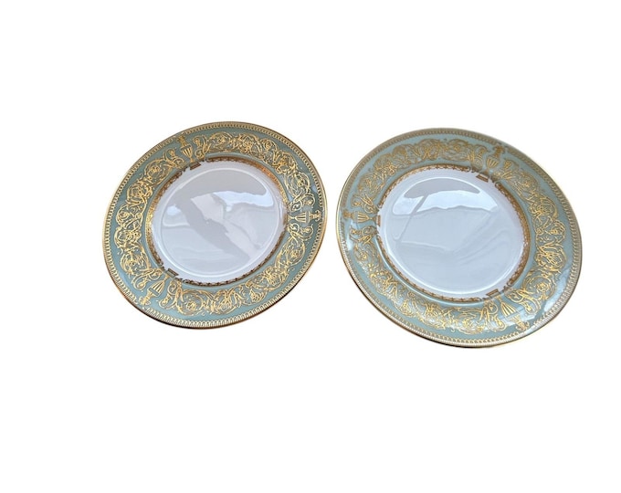 Royal Worcester 1966 Balmoral Green Tea Plates x2