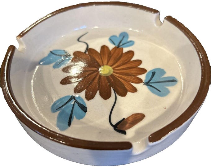 Otagiri Japan Hand Painted Ashtray Trinket Bowl Floral