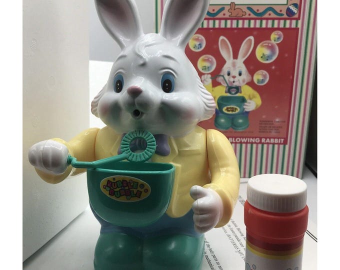 Musical Bubble Blowing Machine Rabbit Easter Bunny Electric Battery Vtg 1997