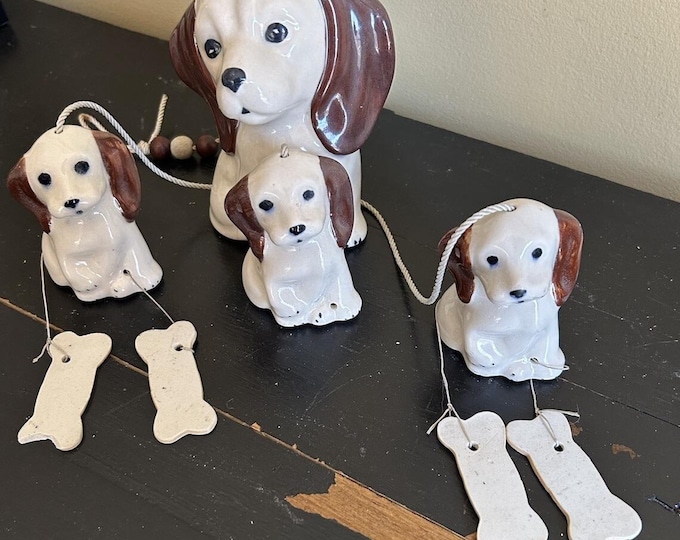 Wind chime  Ceramic Dog / PUPPY  & bones