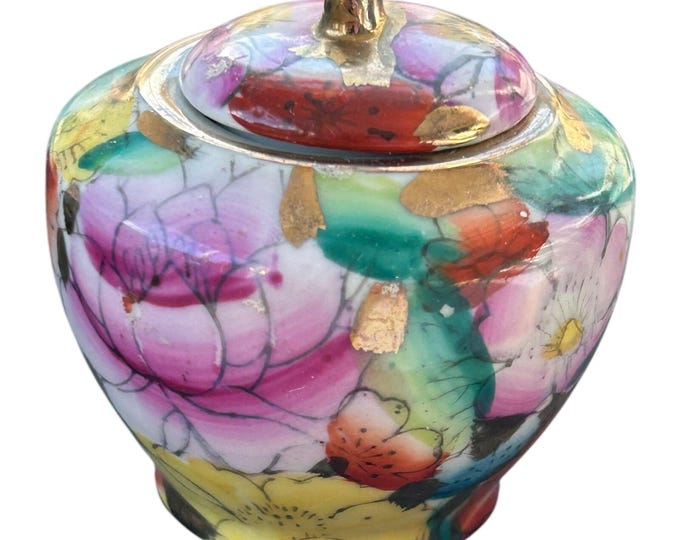 Ginger Jar Hand Painted Vintage Chinese Jar 2-1/2"