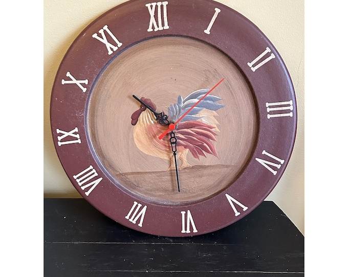 Farmhouse Kitchen Wall Clock Red Rooster Battery Included Works C Video