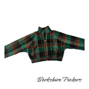 Urban Outfitters Jacket Womens Green Plaid Fleece Mock Neck Full Zip Medium zdjęcie 2