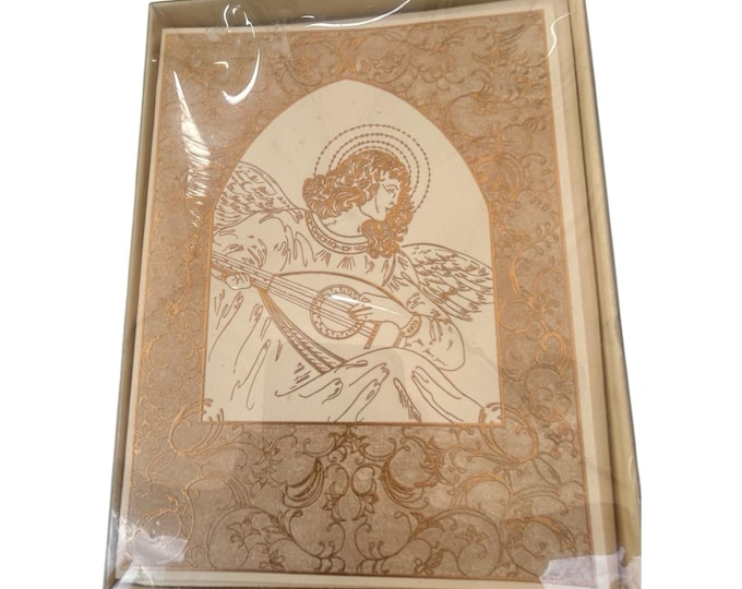 Angel Card Blank Inside 10 Cards 10 Gold Lined Envelope By Crane & Co