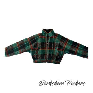 Urban Outfitters Jacket Womens Green Plaid Fleece Mock Neck Full Zip Medium zdjęcie 3