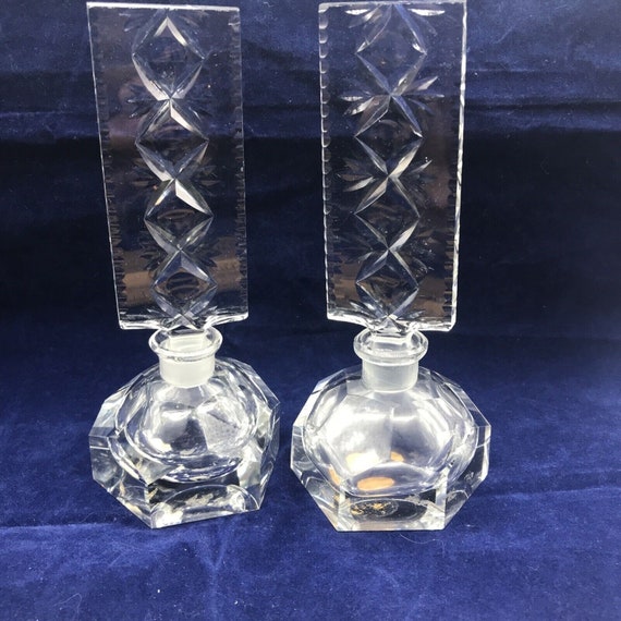vintage Irice Cut glass perfume bottle with stopp… - image 2