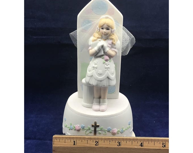 Schmid Music Box Figurine First Communion - 1989 - Works