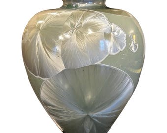 Louise Reding Studio Art Pottery Crystalline Celadon Green Vase Signed