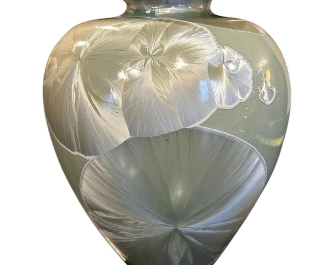Louise Reding Studio Art Pottery Crystalline Celadon Green Vase Signed