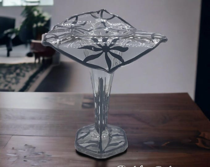 Westmoreland Silver Deposit Jack-in-the-Pulpit Clear Crystal Vase