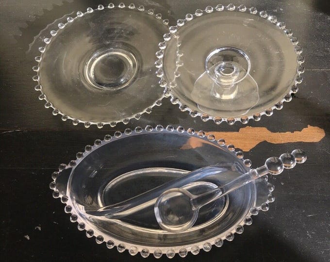 Imperial Glass Candlewick Pattern 4 Piece Set Including Spoon