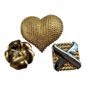 Dotty Smith vintage belt buckles lot of 3 flower X and‎ puffy heart Belt Buckles - Accessocraft, Doreen Ryan, Dotty Smith, and  main image 3