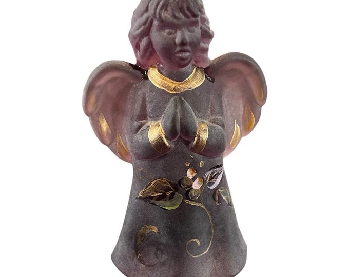 Fenton Angel Purple Hand Painted Figurine signed plus sticker