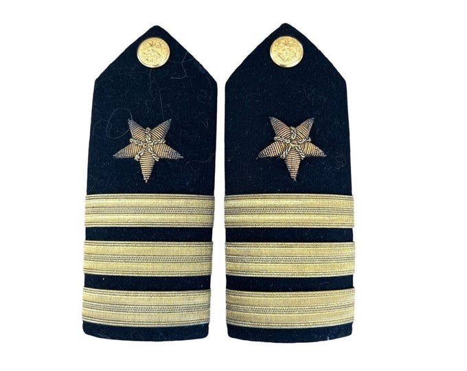 Vintage US Navy Captain Epaulettes Bullion Star WWII Era Dress Uniform