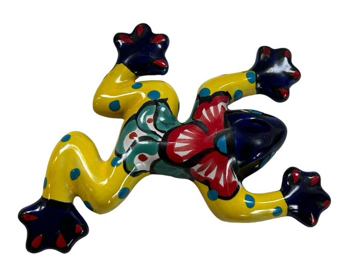 Mexican Talavera Pottery Folk Art TREE FROG - Garden Patio Or Wall Hanging