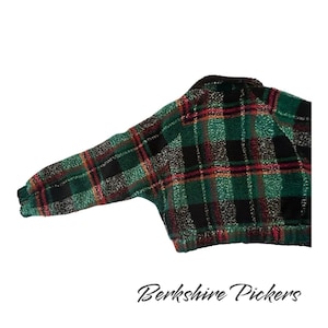 Urban Outfitters Jacket Womens Green Plaid Fleece Mock Neck Full Zip Medium zdjęcie 8