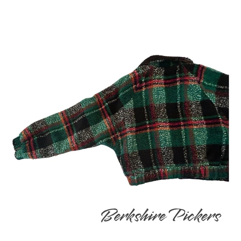 Urban Outfitters Jacket Womens Green Plaid Fleece Mock Neck Full Zip Medium zdjęcie 8