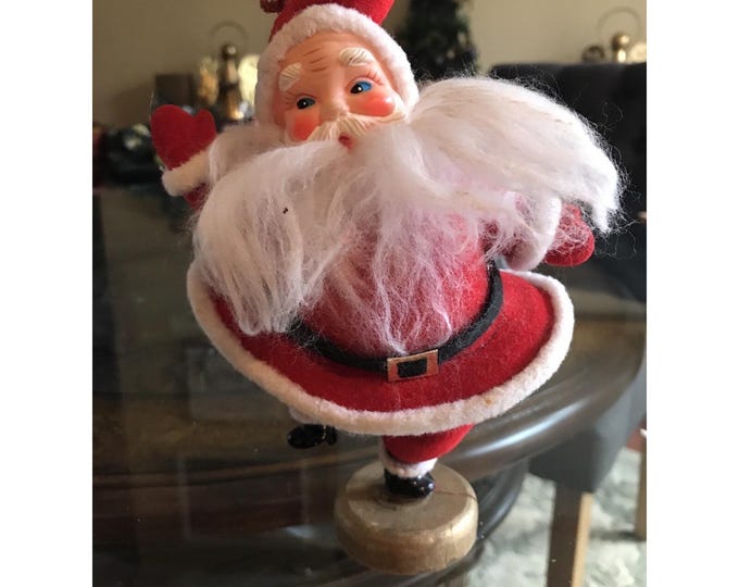Flocked Felt Waving Dancing Santa Claus
