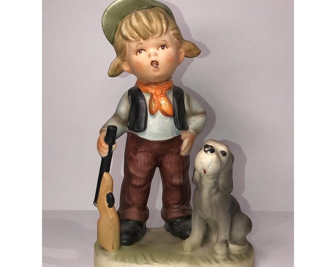 Crown Royal porcelain figurine Hunting boy and dog made in Japan