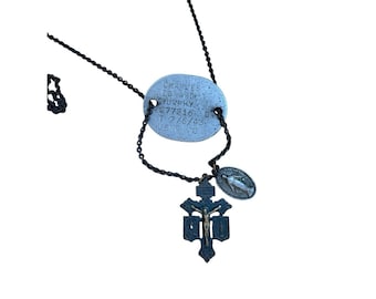 1943 WWII US Navy ID Tag Necklace Charles e Murphy usnr Catholic Medals