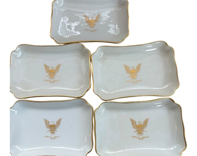 Haviland Limoges American Embassy Paris Trinket trays set of 5  MCM