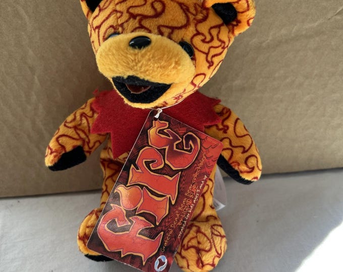 Grateful Dead Fire Bear Beanie Plush Liquid Blue 1999