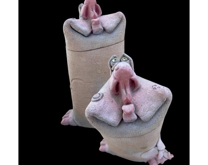 Roadamel Ceramics Grotesque Folk Art Vessel Signed Studio Pottery
