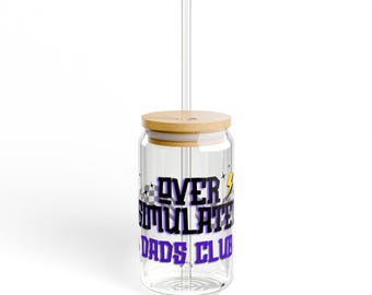 Über Simulierte Dads Club Sipper Glas | 16oz Klarglas mit Strohhalm