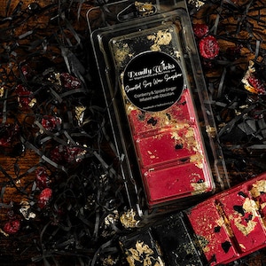 Soy Wax Melt Cranberry & Spiced Ginger Infused with Obsidian and 24k Gold Leaf Christmas Wax Melt Creepmas Wax Melt by Deadly Wicks. image 1