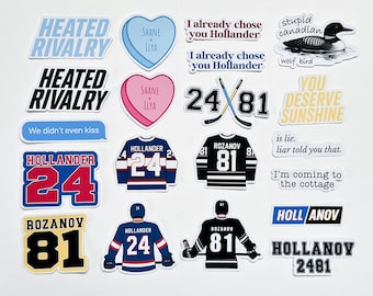 Heated Rivalry Stickers, Hockey Romance Stickers, Ilya & Shane, Hollander and Rozanvo Stickers, Ice Hockey Sticker, Sport Romance
