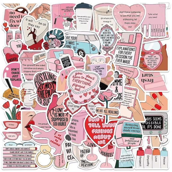 50 Pink Motivational Stickers, Positive Affirmation Stickers, Pink Stickers