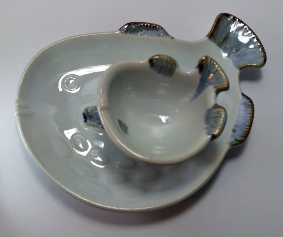 Puffer Fish Sushi Plate and Dipping Bowl Etsy