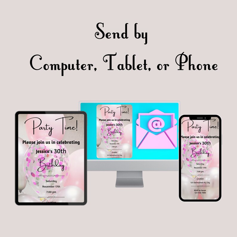 Digital Birthday Invitation Canva, Electronic Evite, Smartphone Einvite, Mobile Invite, Instant