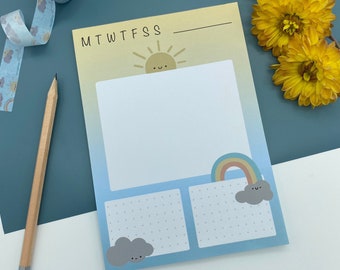 Niedliches Wetter Thema Notizblock / Memo Pad / To Do List