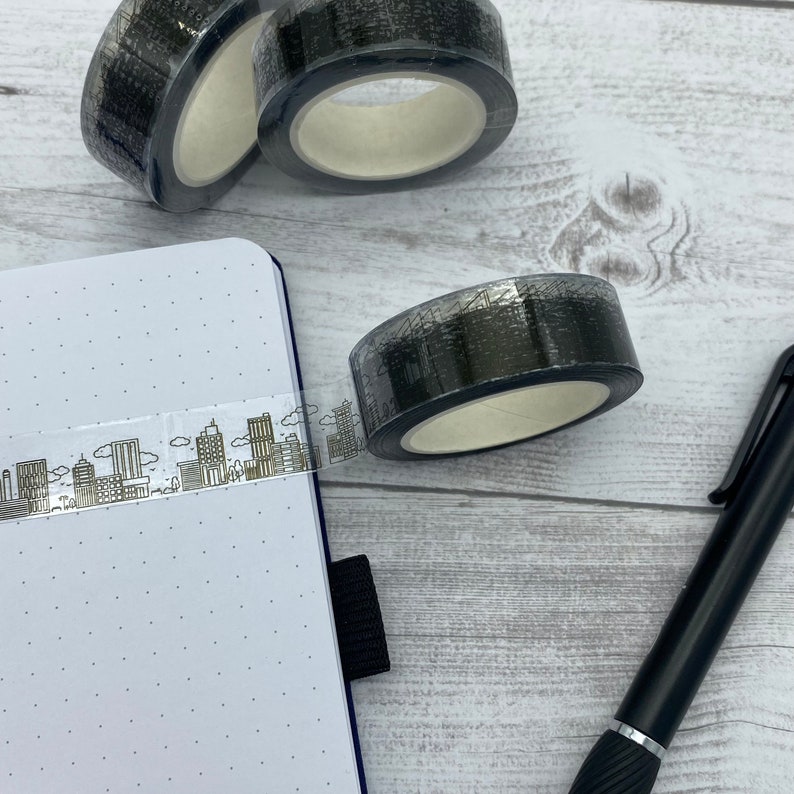 Clear Transparent City Skyline Doodles Washi Tape Decorative Etsy