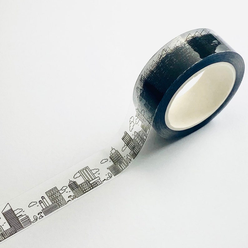 Clear Transparent City Skyline Doodles Washi Tape Decorative Etsy