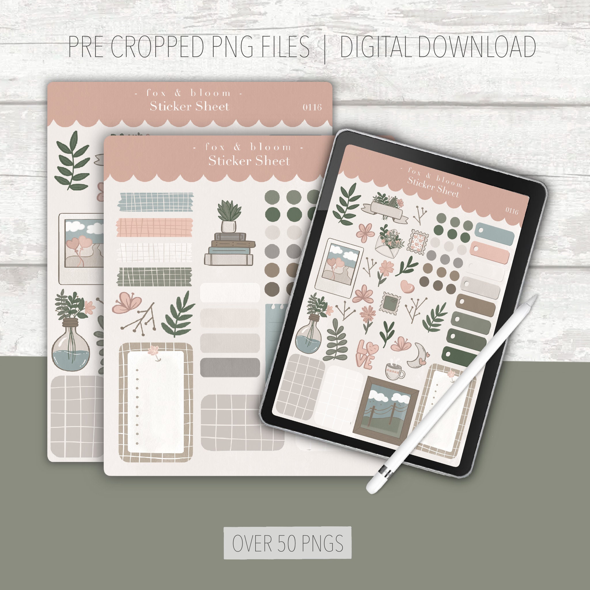 Planner Stickers | Digital Stickers | Pre Cropped PNG Files - Etsy