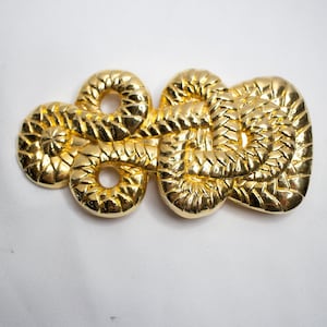 Vintage 90s Nautical Belt Buckle Gold Tone Rope Knot