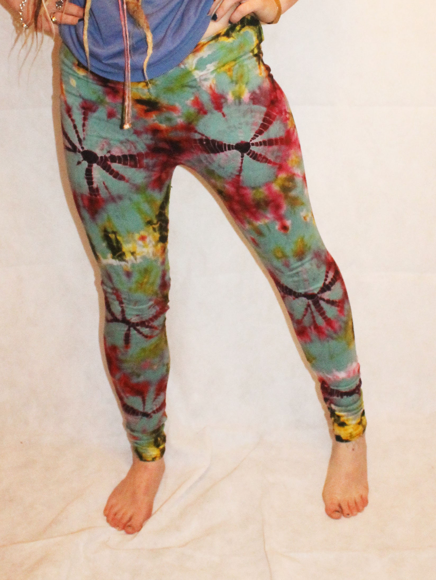Bleach Tie Dye Leggings Pastel Spiral 